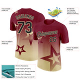 Custom Crimson Black-Cream 3D Pattern Design Gradient Style Twinkle Star Performance T-Shirt