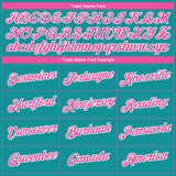 Custom Teal Pink-White 3D Pattern Design Gradient Style Twinkle Star Performance T-Shirt