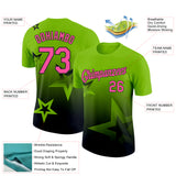 Custom Neon Green Pink-Black 3D Pattern Design Gradient Style Twinkle Star Performance T-Shirt
