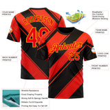 Custom Black Fire Red-Yellow 3D Pattern Design Patriot USA Heat Sportswear Performance T-Shirt