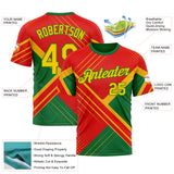 Custom Red Yellow-Grass Green 3D Pattern Design Mexico Brazil Sport Wear Performance T-Shirt