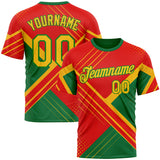 Custom Red Yellow-Grass Green 3D Pattern Design Mexico Brazil Sport Wear Performance T-Shirt
