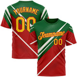 Custom Green Yellow Red-White 3D Pattern Design Mexico Africa Sport Wear Performance T-Shirt