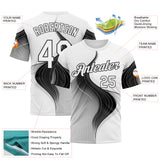 Custom White Black 3D Pattern Design Monochrome Curve Line Sportswear Performance T-Shirt