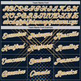Custom Navy Old Gold-White 3D Pattern Design Geometric Shape Sportswear Performance T-Shirt