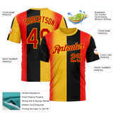 Custom Yellow Red-Black 3D Pattern Design Germany Sportswear Performance T-Shirt