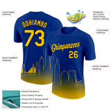 Custom Royal Yellow-Black 3D San Francisco City Edition Fade Fashion Performance T-Shirt