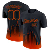 Custom Black Orange 3D Philadelphia City Edition Fade Fashion Performance T-Shirt
