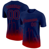 Custom Navy Red 3D Los Angeles City Edition Fade Fashion Performance T-Shirt
