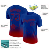 Custom Royal Red 3D Atlanta City Edition Fade Fashion Performance T-Shirt
