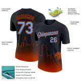 Custom Black Powder Blue-Orange 3D Miami City Edition Fade Fashion Performance T-Shirt