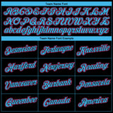 Custom Black Sky Blue-Pink 3D Miami City Edition Fade Fashion Performance T-Shirt