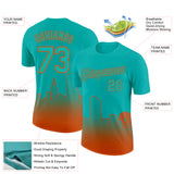 Custom Aqua Orange 3D Miami City Edition Fade Fashion Performance T-Shirt