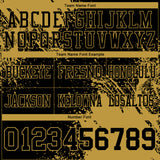 Custom Black Old Gold 3D Pattern Abstract Brush Stroke Authentic Football Jersey