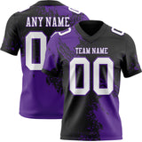 Custom Black White-Purple 3D Pattern Abstract Brush Stroke Authentic Football Jersey