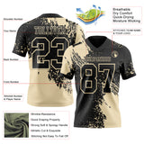 Custom Black Cream 3D Pattern Abstract Brush Stroke Authentic Football Jersey