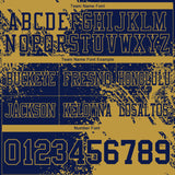 Custom Navy Old Gold 3D Pattern Abstract Brush Stroke Mesh Authentic Football Jersey