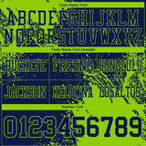 Custom Navy Neon Green 3D Pattern Abstract Brush Stroke Mesh Authentic Football Jersey