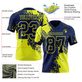 Custom Navy Neon Yellow 3D Pattern Abstract Brush Stroke Mesh Authentic Football Jersey