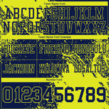 Custom Navy Neon Yellow 3D Pattern Abstract Brush Stroke Mesh Authentic Football Jersey