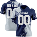 Custom Navy White-Silver 3D Pattern Abstract Brush Stroke Mesh Authentic Football Jersey