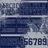 Custom Navy Gray 3D Pattern Abstract Brush Stroke Mesh Authentic Football Jersey