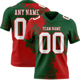 Custom Green White-Red 3D Pattern Abstract Brush Stroke Mesh Authentic Football Jersey