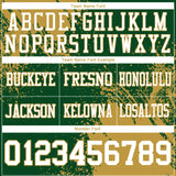 Custom Green White-Old Gold 3D Pattern Abstract Brush Stroke Mesh Authentic Football Jersey