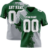 Custom Green White-Gray 3D Pattern Abstract Brush Stroke Mesh Authentic Football Jersey