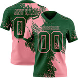 Custom Green Medium Pink 3D Pattern Abstract Brush Stroke Mesh Authentic Football Jersey