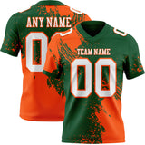 Custom Green White-Orange 3D Pattern Abstract Brush Stroke Mesh Authentic Football Jersey