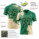 Custom Kelly Green Cream 3D Pattern Abstract Brush Stroke Mesh Authentic Football Jersey