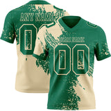 Custom Kelly Green Cream 3D Pattern Abstract Brush Stroke Mesh Authentic Football Jersey