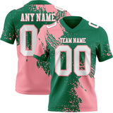 Custom Kelly Green White-Medium Pink 3D Pattern Abstract Brush Stroke Mesh Authentic Football Jersey