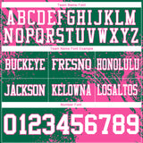 Custom Kelly Green White-Pink 3D Pattern Abstract Brush Stroke Mesh Authentic Football Jersey