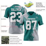 Custom Teal White-Gray 3D Pattern Abstract Brush Stroke Mesh Authentic Football Jersey