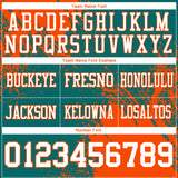 Custom Teal White-Orange 3D Pattern Abstract Brush Stroke Mesh Authentic Football Jersey