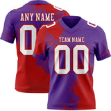 Custom Purple White-Red 3D Pattern Abstract Brush Stroke Mesh Authentic Football Jersey