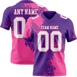 Custom Purple White-Pink 3D Pattern Abstract Brush Stroke Mesh Authentic Football Jersey