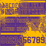 Custom Purple Gold 3D Pattern Abstract Brush Stroke Mesh Authentic Football Jersey