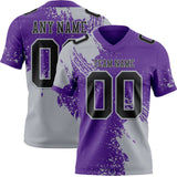 Custom Purple Black-Gray 3D Pattern Abstract Brush Stroke Mesh Authentic Football Jersey