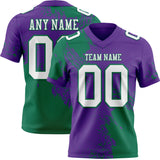 Custom Purple White-Kelly Green 3D Pattern Abstract Brush Stroke Mesh Authentic Football Jersey