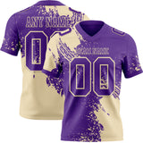 Custom Purple Cream 3D Pattern Abstract Brush Stroke Mesh Authentic Football Jersey