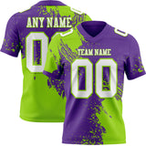 Custom Purple White-Neon Green 3D Pattern Abstract Brush Stroke Mesh Authentic Football Jersey