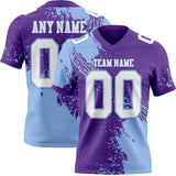Custom Purple White-Light Blue 3D Pattern Abstract Brush Stroke Mesh Authentic Football Jersey