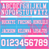 Custom Sky Blue White-Pink 3D Pattern Abstract Brush Stroke Mesh Authentic Football Jersey
