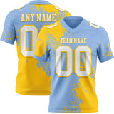 Custom Light Blue White-Yellow 3D Pattern Abstract Brush Stroke Mesh Authentic Football Jersey