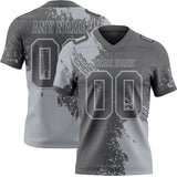 Custom Steel Gray Gray 3D Pattern Abstract Brush Stroke Mesh Authentic Football Jersey