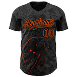 Custom Black Orange 3D Hawaii Tropical Palm Leaves And Animal Leopard Authentic Baseball Jersey