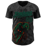 Custom Black Kelly Green 3D Hawaii Tropical Palm Leaves And Animal Leopard Authentic Baseball Jersey